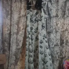 tg779 ショルダーリボン花柄ワンピース