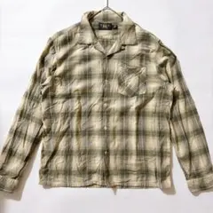 RRL オンブレチェック オープンカラーシャツ レーヨン コットン グリーン L