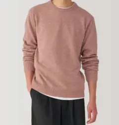 洗えるウールミドルゲージクルーネックセーター 紳士Ｌ ライトピンク