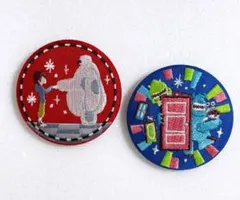 【新品】ディズニー　刺繍缶バッジ　ビスケット　ベイマックス　モンスターズインク