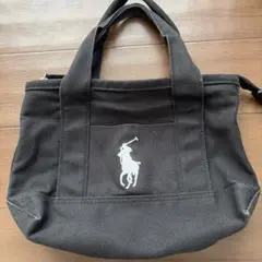ポロ・ラルフ・ローレン 黒 キャンバストートバッグ