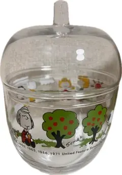 再値下げ！昭和レトロ　希少品　スヌーピーリンゴ型ガラスキャニスター