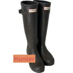 HUNTER ダークブラウンレインブーツバックル付き即発送