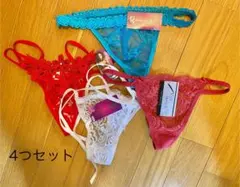 レディース Tバックショーツ 4枚セットセクシーショーツヒモT 赤白水色ピンクのサムネイル
