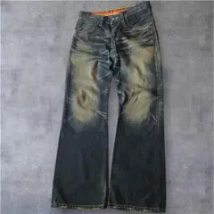 00s archive 日本製フェード鬼ヒゲ蜂の巣フレアデニムパンツ平成ギャル男