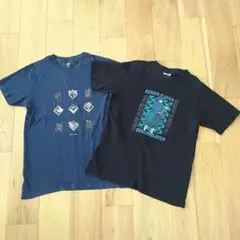 2枚セットT◆150　ユニクロ　紺Tシャツ＋GU　黒Tシャツ