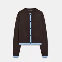 ZARA コントラストニットカーディガン