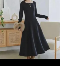 神戸レタス フィット＆フレアニットワンピース ロング丈 [E3289] M