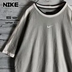 00s　NIKE　ナイキ　センターロゴ刺繍　Tシャツ　スリーブライン　XXL