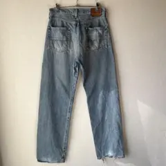 古着 EDWIN 505 デニムパンツ 31×34 ライトブルー ダメージ