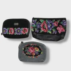 【まとめ売り 】FEILER フェイラー3点花柄シュニール織化粧ポーチ 小物入れ