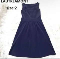 【ロートレ・アモン】　ノースリーブ　ワンピース　ネイビー　切り替え　裏地付き