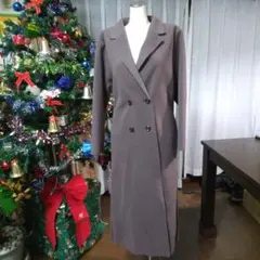 ブラウン ダブルブレスト ロングコート