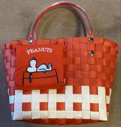 Vintage PEANUTS ×ROOTOTE かごバッグレッド系スヌーピー