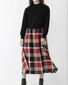 連休価格 ブルーレーベル クレストブリッジ ニットドッキング ワンピース 38