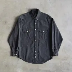 90s OLDGAPオールドギャップ フランネル長袖シャツ無地Mチャコールグレー