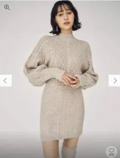 新品タグ付き★ケーブルニットミニワンピース