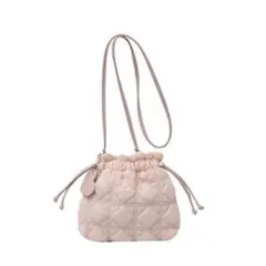 キルティングバッグ ポップコーンバッグ ショルダーバッグ　ミニ　巾着 ピンク