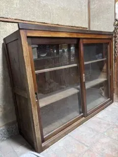 古家具　アンティーク　ガラス戸収納棚 飾り棚　商品棚