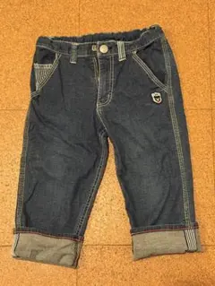 【美品】ミキハウス ダブルビー デニムパンツ 140cm ストレッチ ７分丈