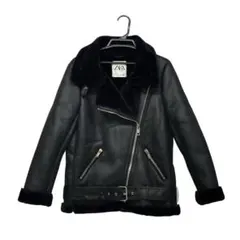 【新品】ZARA ダブルライダースジャケット フェイクムートン S