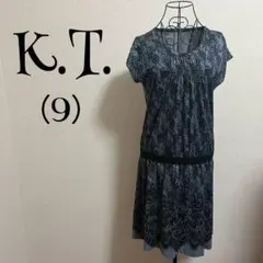 K.T./キヨコ タカセ（9）ワンピース/ブラック/ブルー/半袖/花柄/膝丈のサムネイル