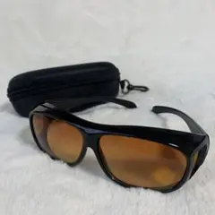 【新品】スポーツスタイル サングラス 黒 オレンジレンズ ケース付き