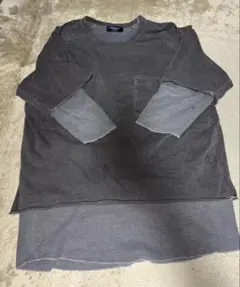 グレー レイヤード Tシャツ 長袖 メンズLサイズ