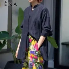 IENA イエナ バンドカラー 長袖シャツ 36 ネイビーのサムネイル