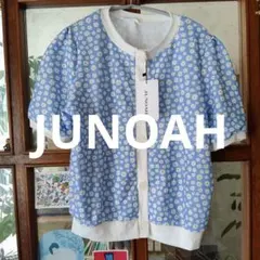 JUNOAH 水色 花柄 半袖カーディガン　フリーのサムネイル