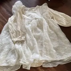 アイボリー レース付きベビードレス 70 入園式　入学式