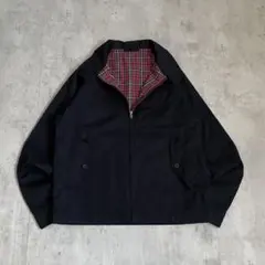 ブルゾンジャケット　短丈　裏地チェック　ネイビー　紺　アメカジ　シティーボーイ