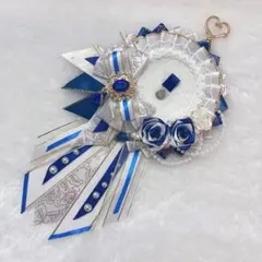 ハンドメイド ロゼット 痛ロゼット ホワイトベース ブルー