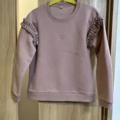 肩フリル トレーナー ピンク