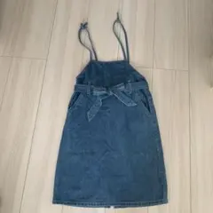 デニムジャンバースカート リボン付き