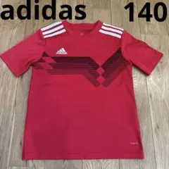 adidas レッドシャツ ストライプデザイン　140のサムネイル