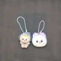 ベイビースリー？犬と猫のぬいぐるみキーホルダー2個セット