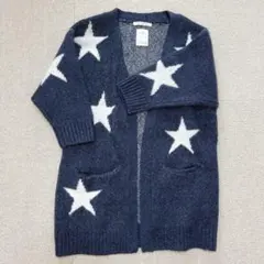 ZARA キッズ ロングカーディガン 星柄 ネイビー 110cm