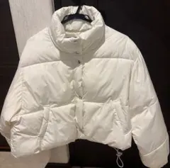 ホワイト ショート丈 ダウンジャケット
