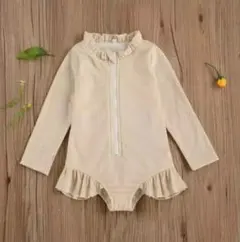 水着　長袖　100cm ピンクベージュ　ラッシュガード要らず！