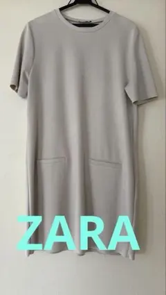ZARA ベージュ 半袖ワンピース L