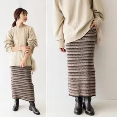 秋冬物★美品★スローブイエナ ジャガードニットスカート 定価8,800円