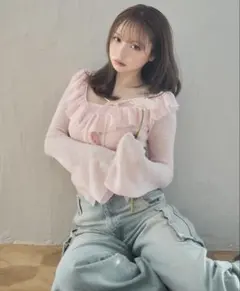 andmary Alison frill tops beige - メルカリ