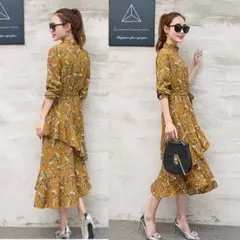 2017★トレンド レディース ワンピース イエロー□