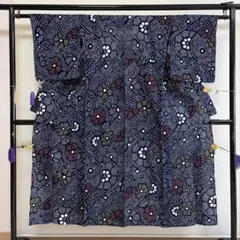 だ*ご様 ■E6342■美品■木綿■瑠璃色　有松絞り　大きいサイズの浴衣■丈15 □E6342□美品□木綿□瑠璃色 有松絞り 大きいサイズの浴衣□丈152 裄