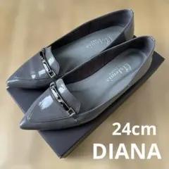 DIANA フラットシューズ エナメル パンプス グレー 24cmのサムネイル