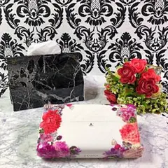 【新品】✨大理石柄✨ティッシュケースとpeony花柄袋ティッシュ1個の2点セット
