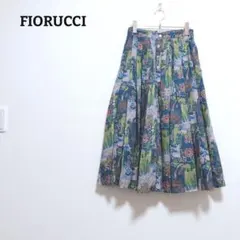 フィオルッチ　プリーツスカート　フレア　日本製　ロング　花柄　総柄　レトロ　M