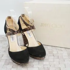 極美品　jimmy choo パンプス　スエード　金具　レオパード　ブラック