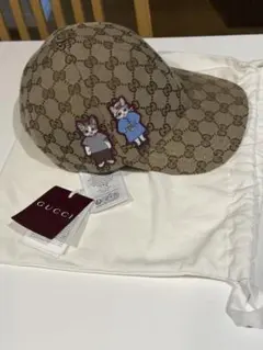 GUCCI GGキャンバス キャットパッチ ベースボールキャップ ヒグチ 